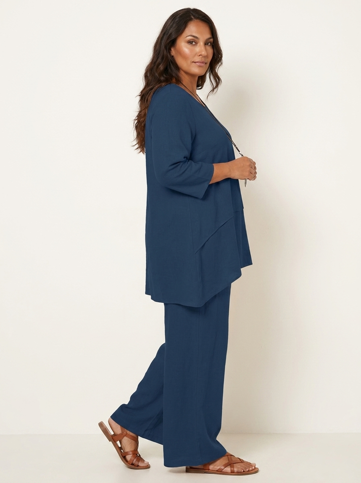 Tweedelige comfortset met wijde broek - Elena