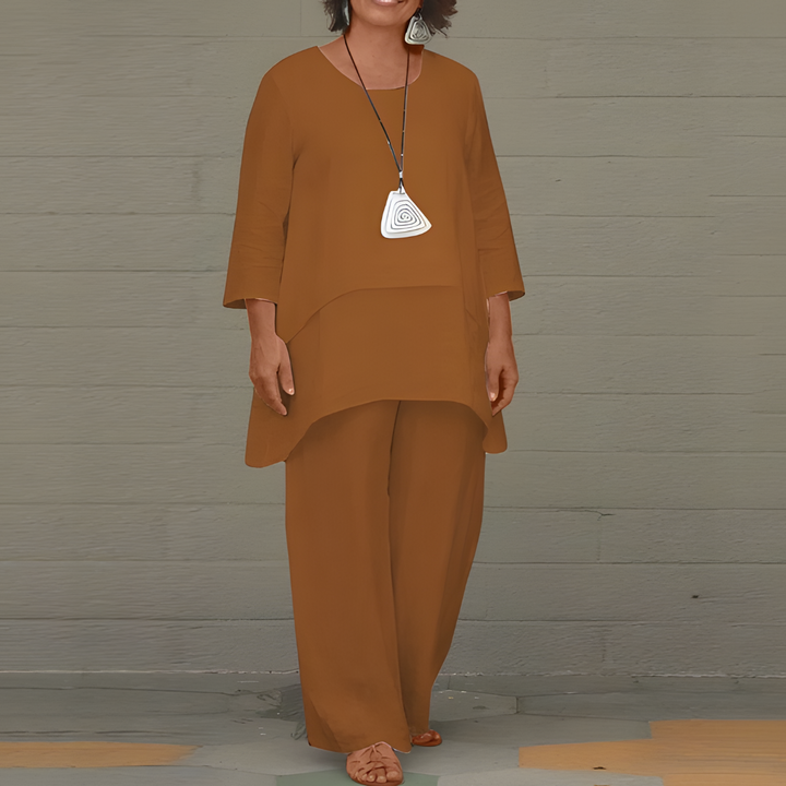 Tweedelige comfortset met wijde broek - Elena