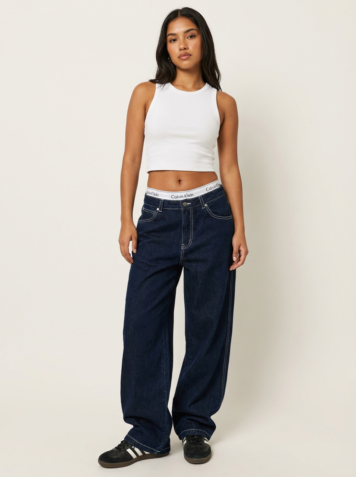 Vintage boyfriend jeans met borduurdetail op de achterzak