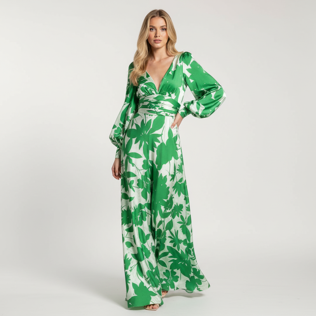 Vloeiende maxi jurk met V-hals - Felicia