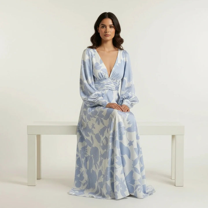 Vloeiende maxi jurk met V-hals - Felicia