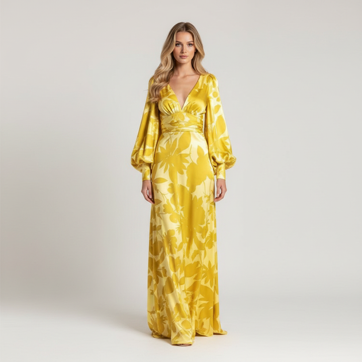 Vloeiende maxi jurk met V-hals - Felicia