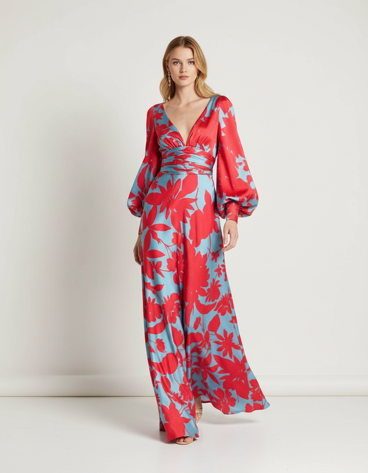Vloeiende maxi jurk met V-hals - Felicia
