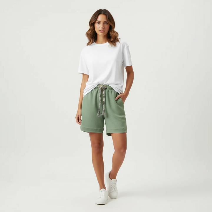 Waffle knit short dames – Elodie