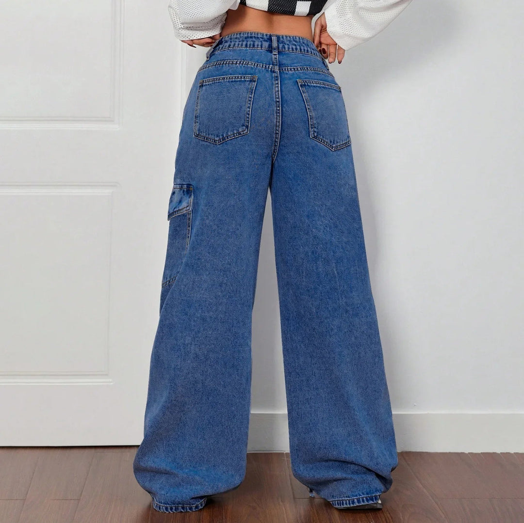 Wide-leg strikdetail jeans dames – Roxy
