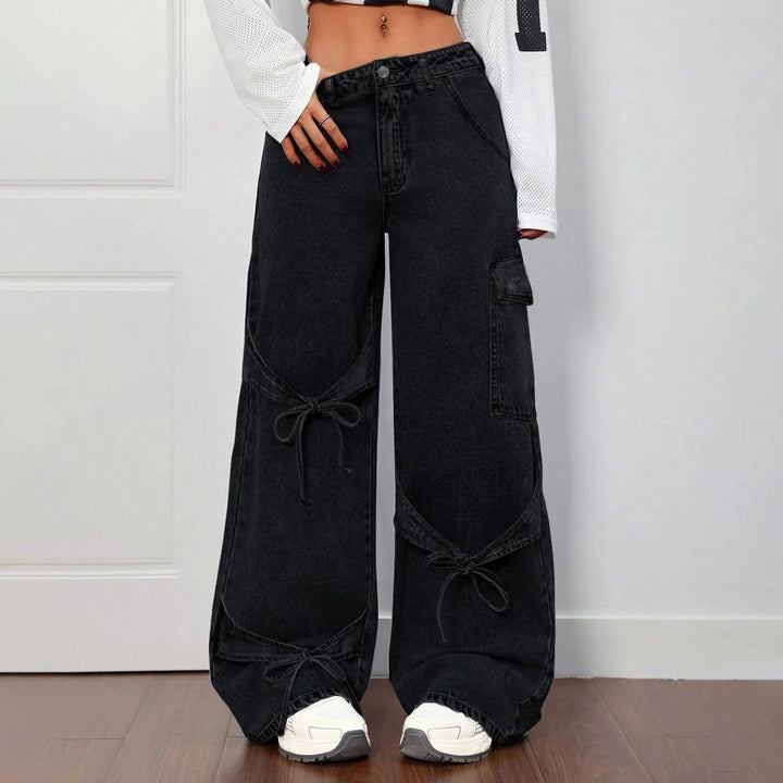 Wide-leg strikdetail jeans dames – Roxy