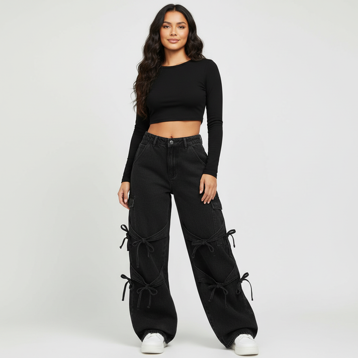 Wide-leg strikdetail jeans dames – Roxy