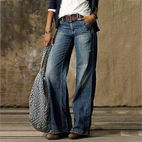 Wide leg jeans met vintage wassing - Nova