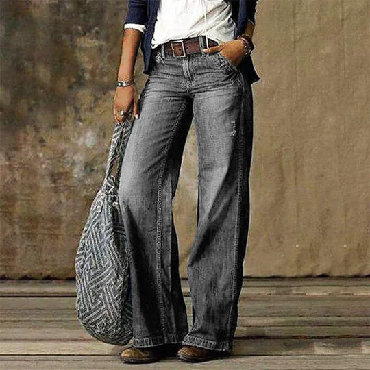 Wide leg jeans met vintage wassing - Nova