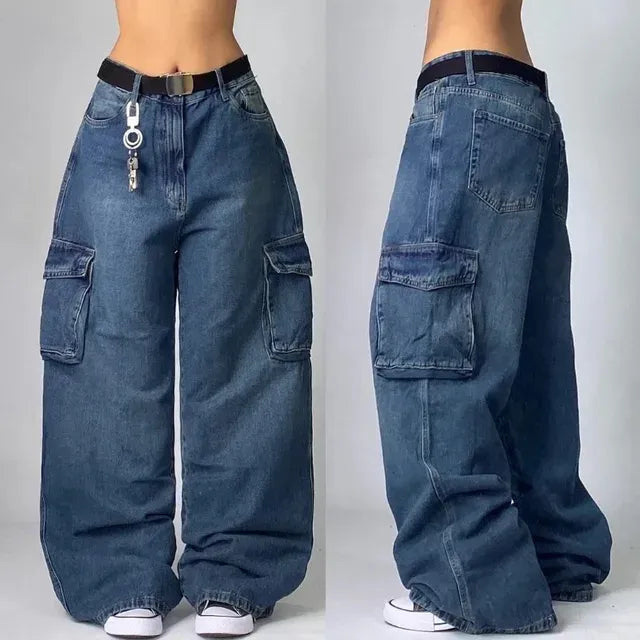 Wide leg dames cargo jeans – Sienna