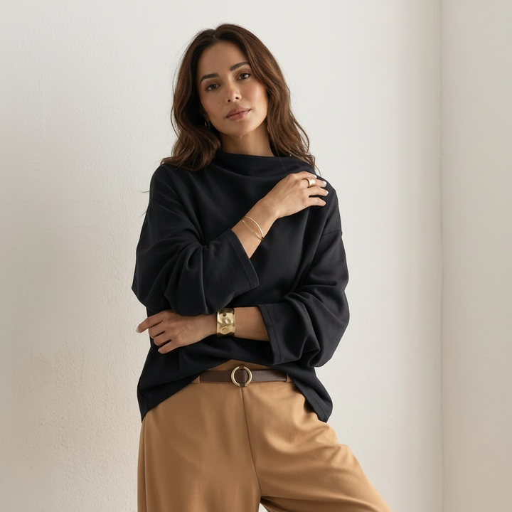 Zachte dames top met elegante boothals - Elly