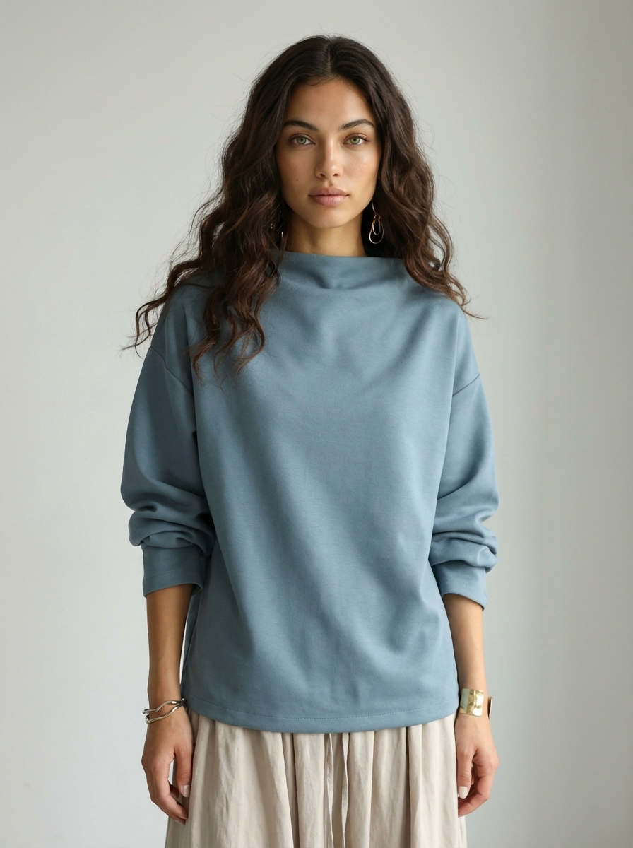 Zachte dames top met elegante boothals - Elly