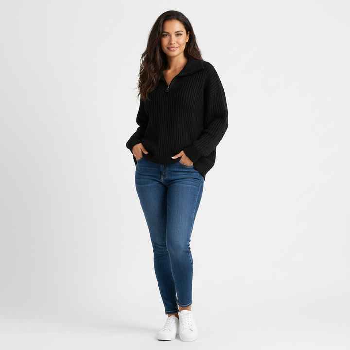 Zachte dames trui met halve rits – Desi