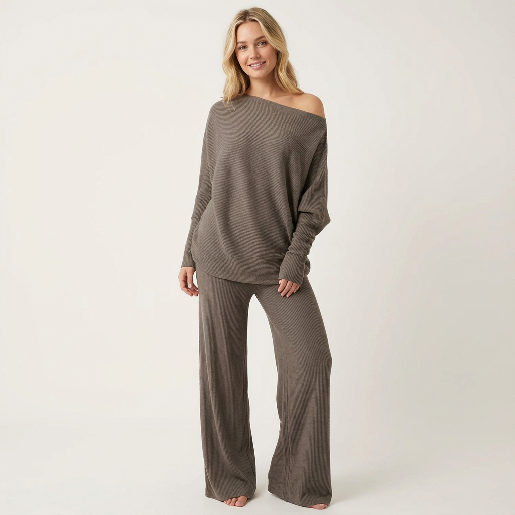 Zachte two-piece lounge set met relaxte pasvorm voor dames – Harper