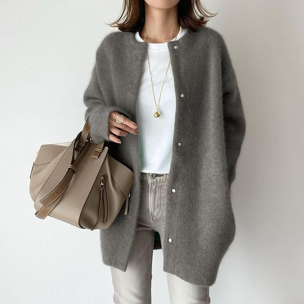 Zacht oversized dames vest met knoopsluiting – Aurélie