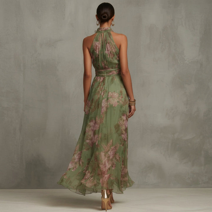Filipa - Lange halterjurk met bloemenprint