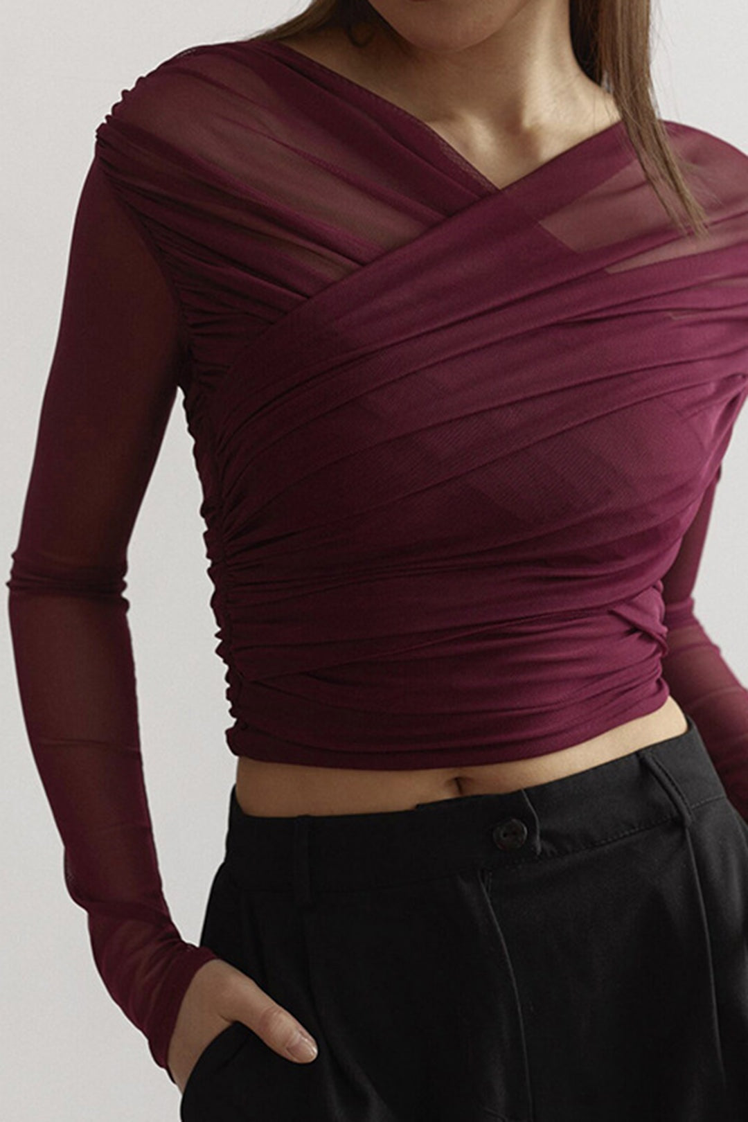 Mesh top met lange mouwen voor dames – Fern